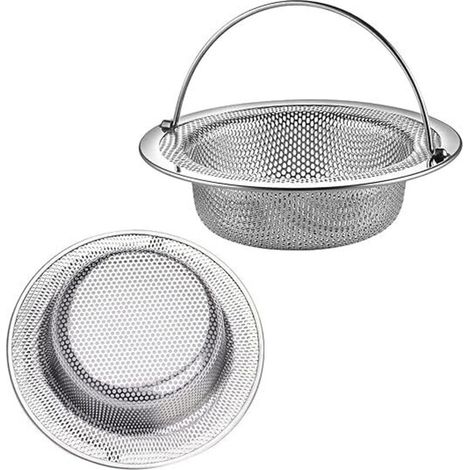 Filtre évier Cuisine,2 Pcs Filtre à évier avec Poignée en Acier Inoxydable,Grille Evier Cuisine,Bouchon Evier Cuisine,pour Évier de Cuisine/Salle de Bain Filtre AntiObstruction (11 cm Diamètre)