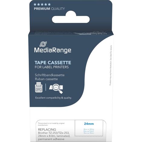Ruban MEDIARANGE MRBTZ253, remplace Brother TZ-253/TZe-253