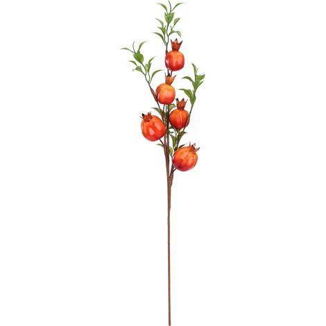 (6 pièces par paquet) (Vendu par tige, 60 cm/48 g, sachet transparent contenant cinq fruits par tige) Branche de grenade, décoration de composition florale artificielle séchée. (1/5)