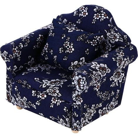Canapé Mini Jouet pour Maison de Poupée Bleu avec Coussin, Surface Lisse en Tissu et Bois, Design Élégant et Résistant, pour Garçon et Filles et Collectionneurs (1/5)