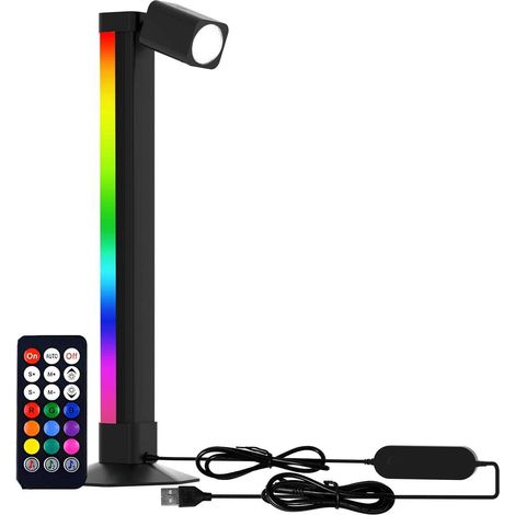 Intelligente LED-Schreibtischlampe mit Leselicht, RGBIC-Farbwechsel-Gaming-Beleuchtung, Steuerung über eine App, Musiksynchronisation, Ambientebeleuchtung für Schlafzimmer, geeignet für Gaming-Geräte 