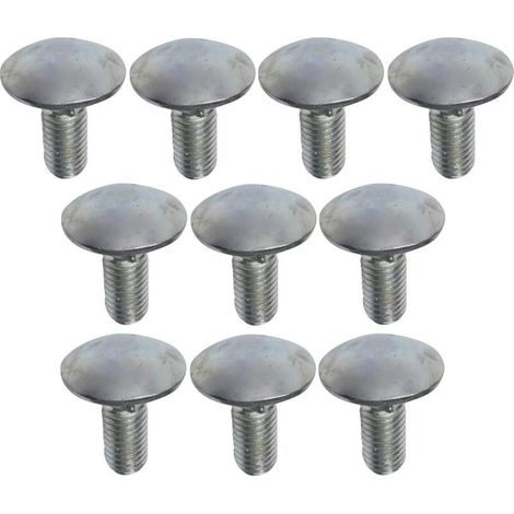 C49000 - Lot de 10 boulons de carrosserie/charrue à tête ronde à collet carré- M8x20mm - en acier zingué - DIN 603 (1/3)