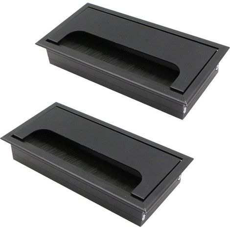 2Pcs Couvercle Passe Câbles Fil Carrée 80x160mm pour Encastrer sur Table de Bureau Organisateur de Cables pour Meuble Aluminium Noir Anodisé Passage de Câble Cache-Câble (1/5)