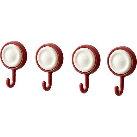 Lot de 4 crochets adhésifs rotatifs 360° pour serviettes et ustensiles de cuisine - Rouge (1/5)