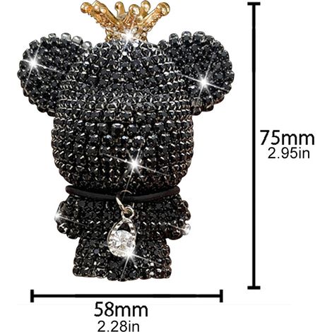 Décoration Auto Clip Ventilateur Ours Strass Pailleté Accessoire Intérieur Parfum Voiture Hanging Bougeoir Bijou Bling (1/4)