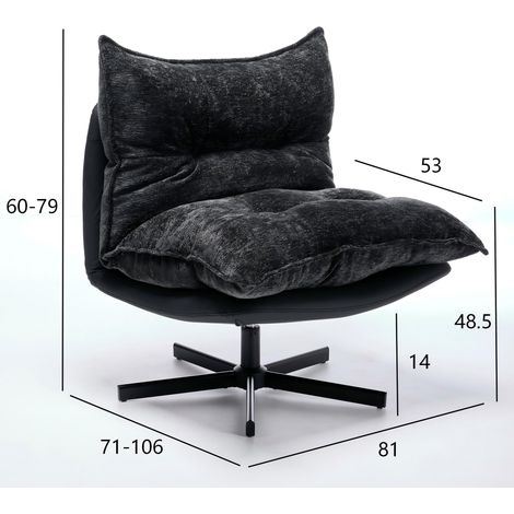 Fauteuil relax pivotant gris foncé – dossier 3 positions (95°/110°/125°), assise chenille, mousse mémoire, similicuir noir – 360° rotation, charge 150 kg (1/5)
