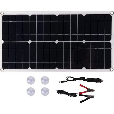 Panel solar portátil, 25W 18V, panel solar exterior de silicio monocristalino dual - Panel solar con carga USB para coche, barco ligero, uso en exteriores, montaña y bosque. (1/5)