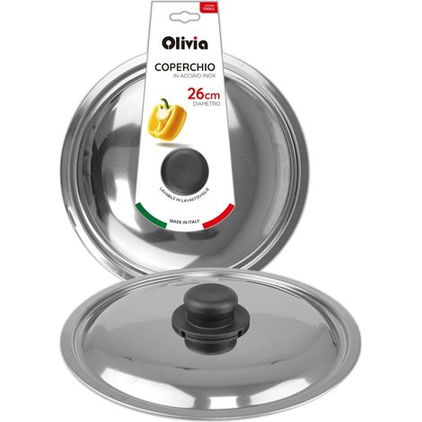 Couvercle pour Poêle ou Casserole en Acier Inoxydable – 18/20 / 22/24 / 26/28 / 30 cm – Couvercle Rond Universel avec Pommeau pour Poêles de Cuisine et Casseroles – Lave-Vaisselle - 26 CM (1/5)
