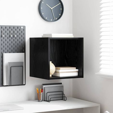 Wandschrank Schwarz Eichen-Optik 37 x 37 x 37 cm Holzwerkstoff
