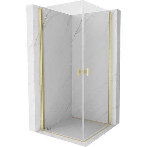 Mexen Mist-B Duo cabina de ducha abatible 100 x 100 cm, transparente, dorado cepillado - 8A2-100-100-55-00 (1/5)
