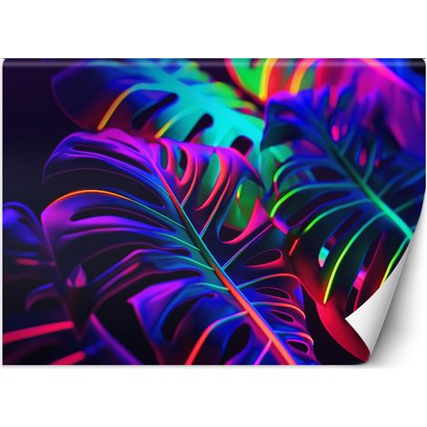 Papier peint Feuilles de monstera aux couleurs néon 150x105 (1/5)