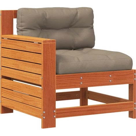 Maison Exclusive - Gartensofa mit Armlehne und Kissen Wachsbraun