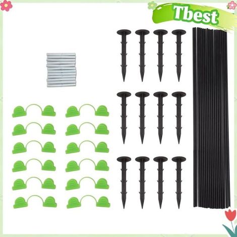 Kit de piquets de jardin, paquet de 18 piquets de 15 pouces, 12 tuyaux de raccordement et 12 clips pour lit surélevé de jardin, (1/4)