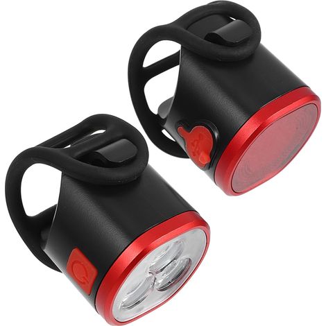 Juego de luces traseras para bicicleta, faro delantero para bicicleta, luz recargable para bicicleta, accesorios para coche, luces para bicicleta, aleación de aluminio (1/4)