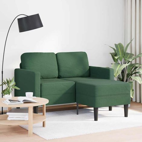 Canapé Sofa 2 places avec méridienne en L vert foncé 125 cm lin