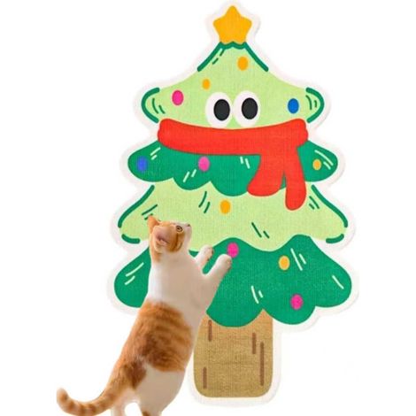 Tapis à griffer mignon pour chat en forme de sapin de Noël - Griffoir mural pour chat d'intérieur - Protection anti-griffures pour meubles - Autocollant pour canapé, porte, fauteuil - Amusant pour les (1/5)
