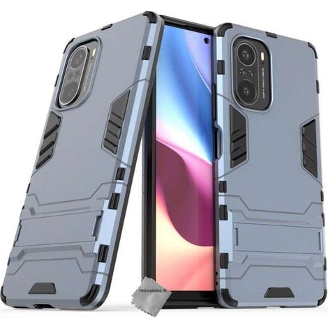 Coque rigide anti choc pour Xiaomi Poco F3 / Mi 11i 5G + film ecran - BLEU FONCE (1/4)