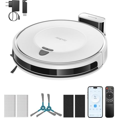 Aspirateur Robot, Robot Aspirateur avec 7000 Pa Puissance d’Aspiration, Jusqu’à 170 Min Autonomie, avec Station de Charge, Télécommande et APP, Idéal pour Poils d’Animaux, Tapis, Sols Durs (1/5)
