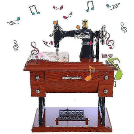 Mini machine à coudre, boîte à musique, cadeau d'anniversaire mécanique, décoration de table (1/4)