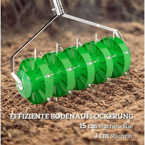Rasenlüfter Aerifizierer für Rasen 45cm Breite Manuell Rasenbelüfter mit 30 Eisenspikes Gartengeräten Bodenschiene Stopfenkern, Vertikutierer Rasenspecht, Rasenpflege für Höfe Rasen (1/5)