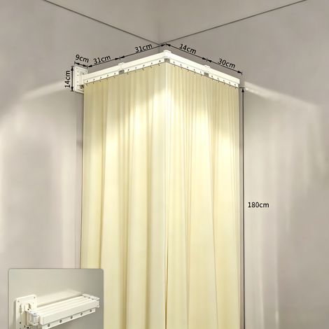 Rideau de douche pliant, étendoir à linge, tringle à rideau de douche pliable, anti-moisissure, imperméable, lavable,à fixation murale(4 plis)jaune (1/5)