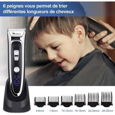 Tondeuse Cheveux Barbe Electrique Sans avec 7 embouts Écran LED de Rasage pour Enfants Adultes Salon professionne (1/4)