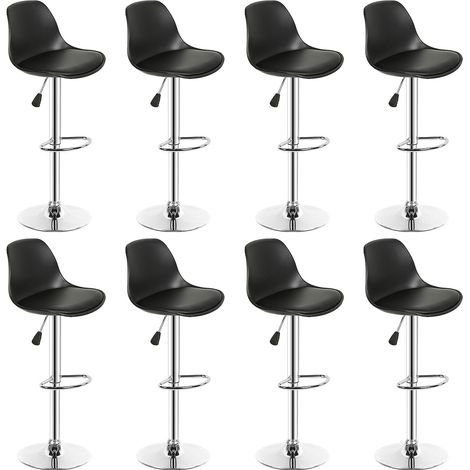 Lot de 8 tabourets de bar design noir (1/2)