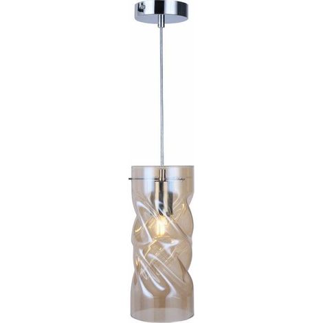 Lampada a sospensione Pia cromo vetro ambra E27 60W