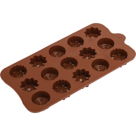 Lot de 2 moules à gâteaux en silicone en forme de fleur, 15 compartiments, pour chocolats et autres préparations pâtissières. Accessoire idéal pour la pâtisserie maison. (1/5)