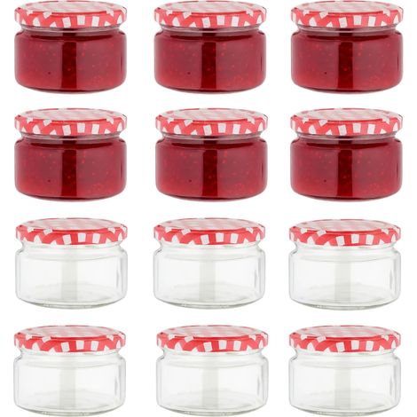 Lot de 12 pots à confiture en verre avec couvercles et autocollants 250 ml (1/5)