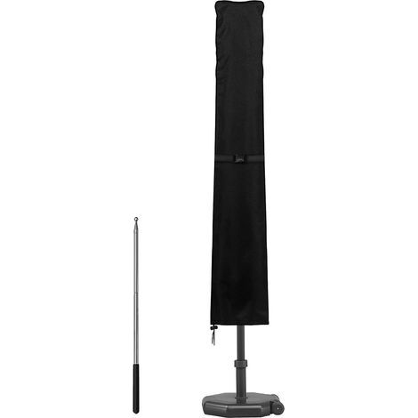 Wasserdichte, gerade Sonnenschirmhülle, Schutzhülle für Sonnenschirme von 2 m bis 3 m Durchmesser, winddicht, UV-beständig, 420D Oxford-Gewebe, Sonnenschirmplane mit Stange (190 x 30/50 cm) – Schwarz (1/5)