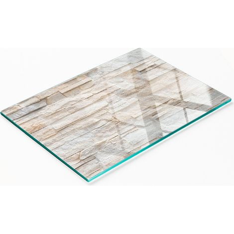 Tablero decorativo de vidrio para servir aperitivos, diseño de pared de ladrillo, 80 x 52 cm. (1/5)