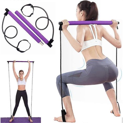 Kit de barre de fitness avec bandes de résistance, bâton d'exercice réglable de qualité supérieure pour un entraînement complet du corps, design élégant avec poignées ergonomiques. (1/5)