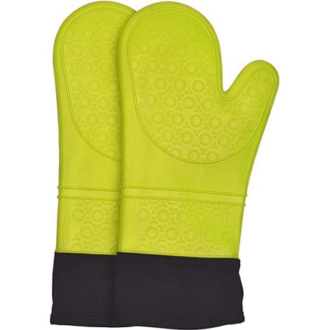 Oven Gloves Heat Resistant Silicone Shell Kitchen for 500 Degrees with waterproof, Set of 2 Oven Mitts with cotton lining for BBQ Cooking set Baking Grilling Barbecue Microwave Gauntlet (1/5)
