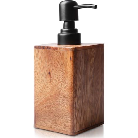 Dispensador de jabón de madera - Dispensador de jabón líquido de nogal - Para el hogar, baño, hotel - Fácil de rellenar con pulsador - Botella de champú - Dispensador de jabón líquido