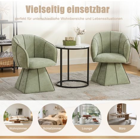 Fauteuil pivotant en tissu chenille pour adulte et ado, dossier haut ergonomique, chaise de bureau ou salon, couleur vert olive, vente à l'unité. (1/5)