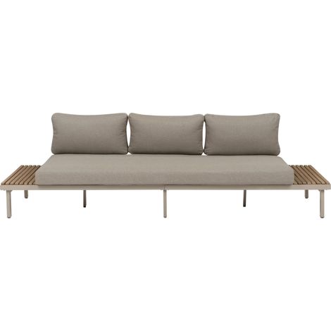 3 Seater Garden Sofa Light Acacia Wood Beige Cushions Padding Slatted Design Outdoor Patio Modern Style FIVIZZANO (1/5)