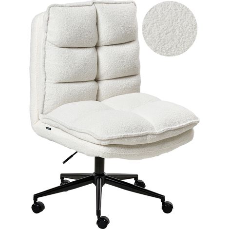 Silla ejecutiva de oficina asiento inclinable acolchado grueso bouclé blanco Addison