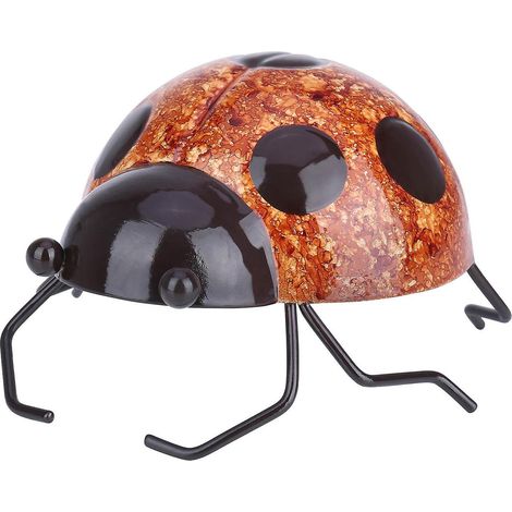 Tooarts Marienkäfer-Wanddekoration aus Eisen, Cartoon-Marienkäfer, lustige Dekoration, Kunsthandwerk, Garten oder Kinderzimmer – Orange
