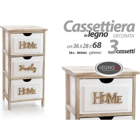 Home Family Kommode Holz weiß cm 36 x 28 x 68 h