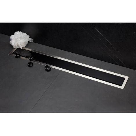 Caniveau de douche CONFLUO PREMIUM LINE en verre noir-30x12 cm-12 -- (1/5)