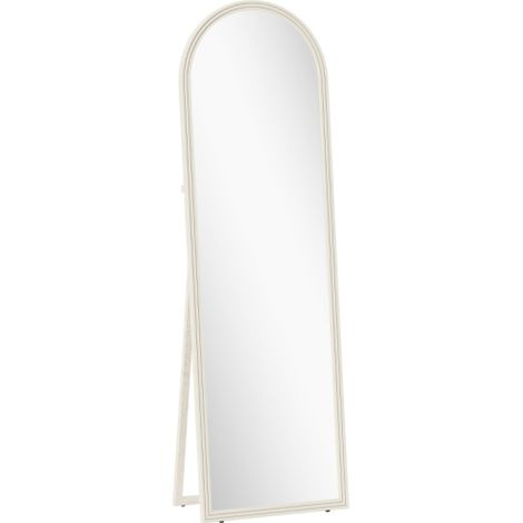 Specchio a figura intera, 50 x 160 cm, da terra o da parete, con cornice arcuata, colore bianco, spedizione in loco. (1/5)