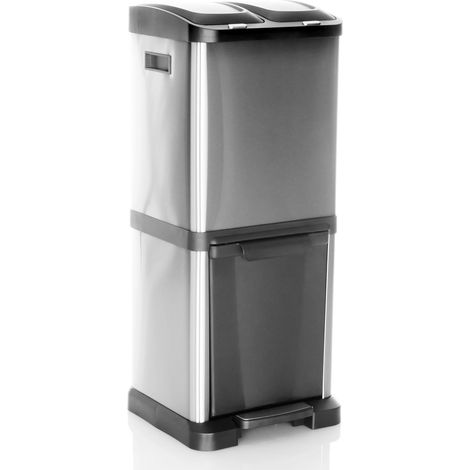 [GEBRAUCHT] B-Ware Hjh Office Abfallsammler Mülltrennsystem Clean Vii Mülleimer 32 L Stahl Silber882
