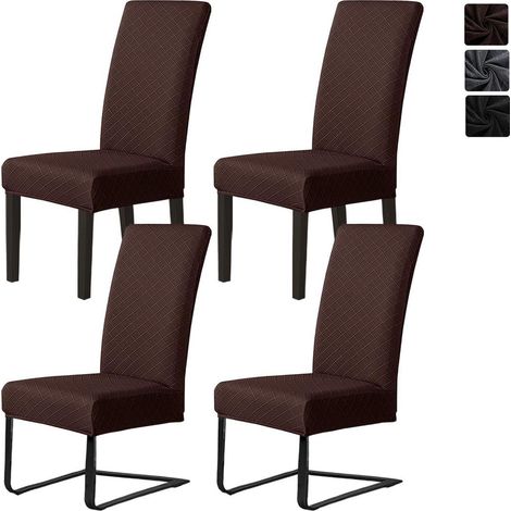 Stuhlhussen 4er Set Jacquard für Schwingstühle & Esszimmerstühle, Dunkelbraun (1/5)