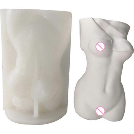 3D-Silikonform für eine Mädchenkörper-förmige Vase, UV-Kristall, Epoxidharz, handgefertigter Blumentopf