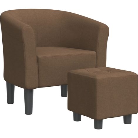 Poltrona lounge seduta comoda dal design moderno con poggiapiedi in tessuto marrone DEC026427