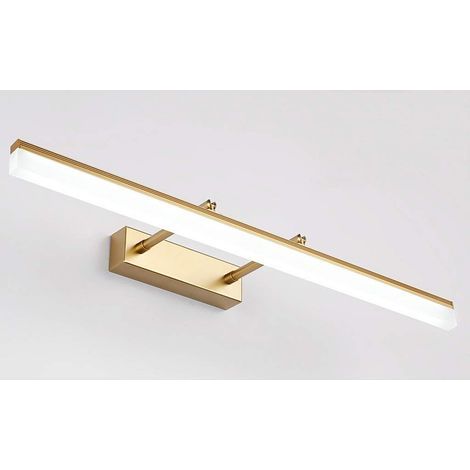 9W Doré Applique Murale LED pour Miroir Salle de Bains Rectangulaire Angle de 180 Ajustement Lampe de miroir Télescopable en Acier Inoxydable et Acrylique Blanc Chaud IP44 40  5.5CM 630LM (1/4)