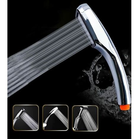 Soffione doccia a 300 fori, risparmio idrico al 30%, con pressione turbo al 300%, cromato (1/5)