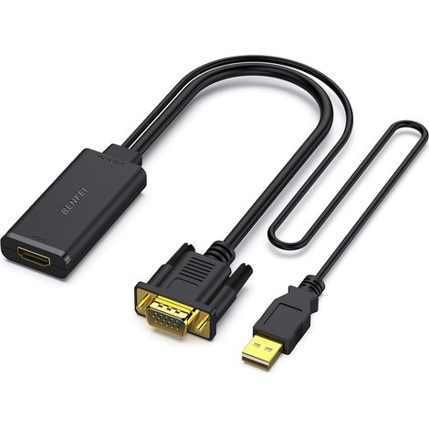 Adaptateur VGA vers HDMI, convertisseur 1080p avec Audio de Source VGA d'ordinateur/Ordinateur Portable vers HDMI TV/Moniteur (1/5)