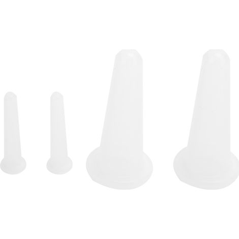4-teiliges Silikon-Massage-Set mit Feuchtigkeitsabsorption und Saugnäpfen für Gesichts- und Körperpflege – Weiß – 2 große, 2 kleine (1/5)